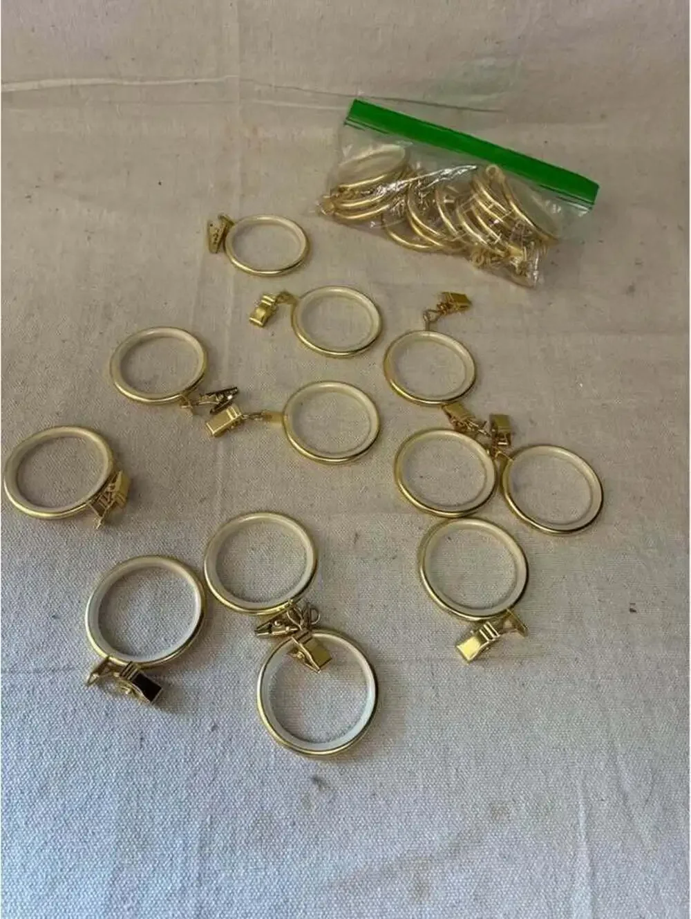 Gold Curtain Rings with Clips set of 24